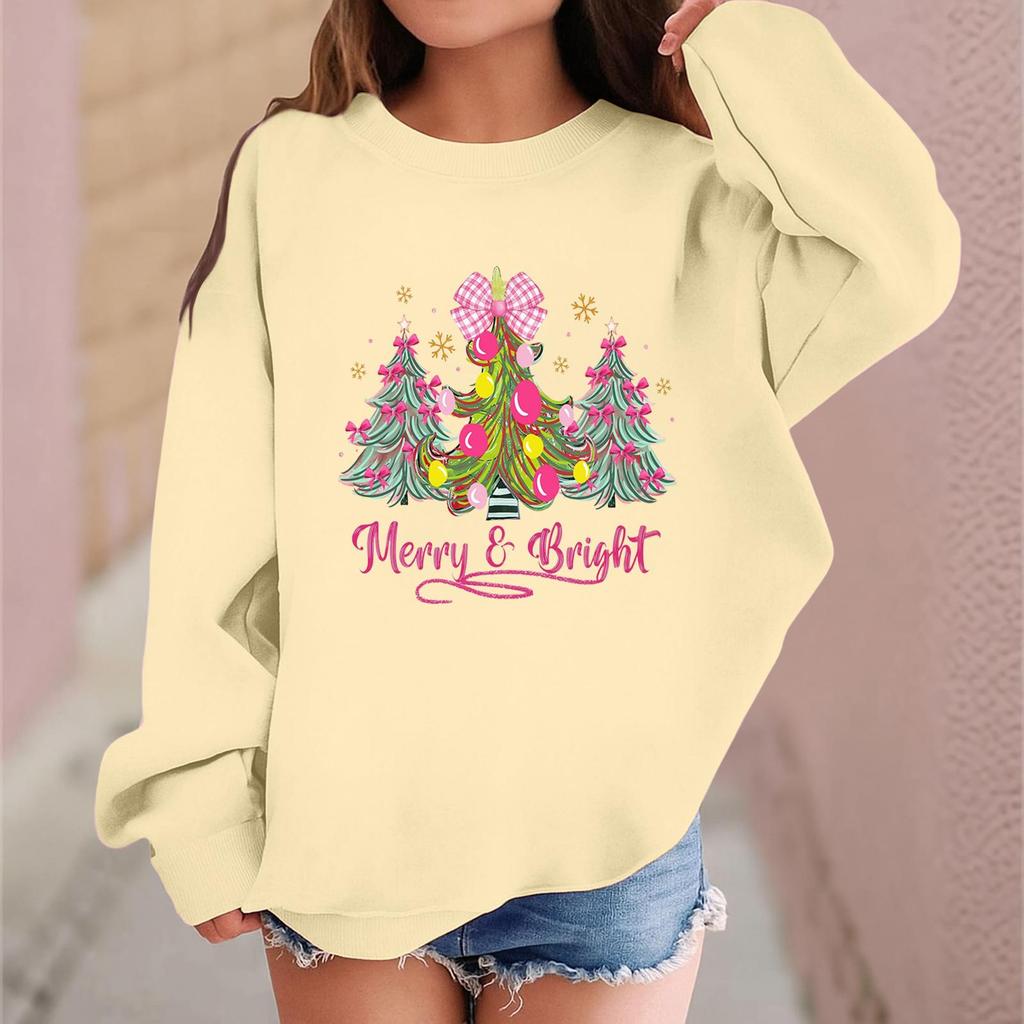 Dětská módní ležérní mikina s dlouhým rukávem a volného střihu s vánočním potiskem