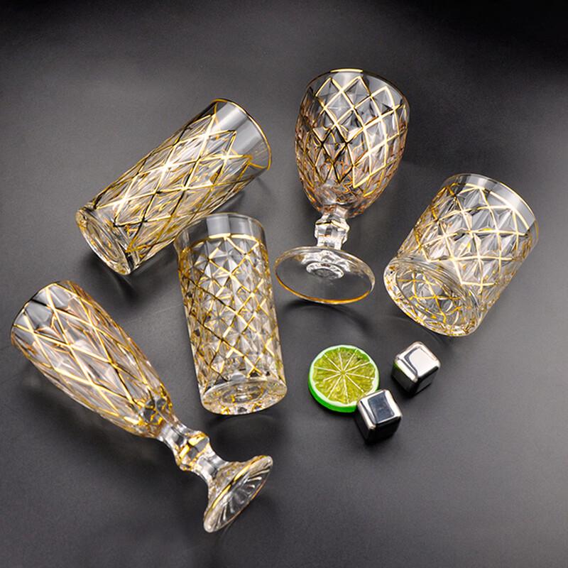 Gold-Rimmed Crystal Glass Drinkware