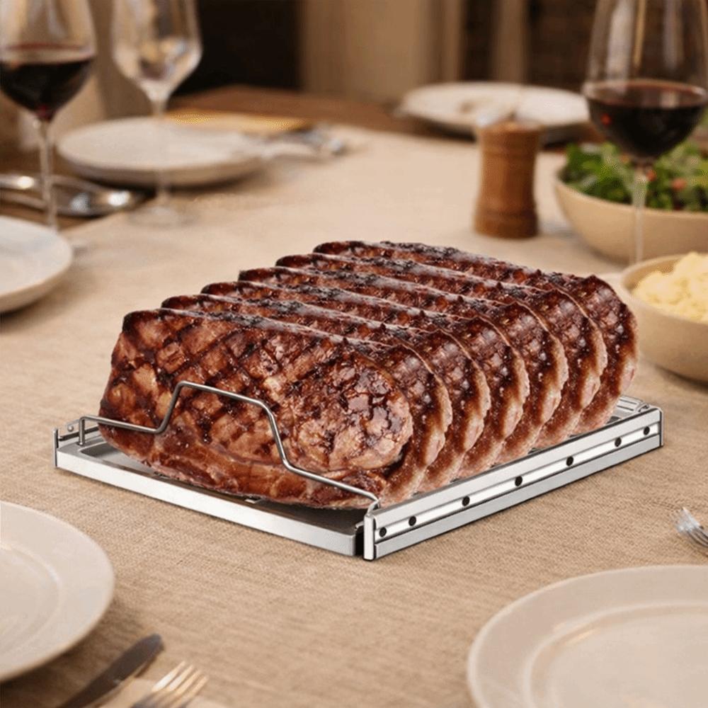 Rust-Resistant Barbecue Roasting Rack Foldable Grill Rack Household Stainless Steel Rib Rack  Steak