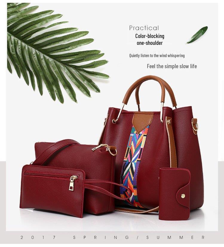 2024 Women's Fashion Four-Piece Bag Set: Handbag, Shoulder Bag, Crossbody, and Bucket Bag