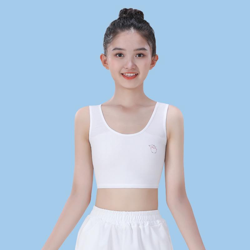 Girls' Pure Cotton Double-Layer Bandeau Vest | Breathable Tube Top for Older Primary School Students