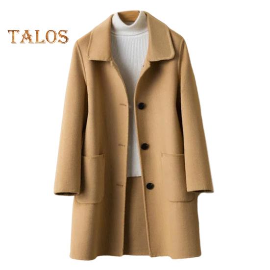 

Женское зимнее пальто в деловом стиле с отложным воротником, однобортное пальто средней длины, куртка для поездок на работу, однотонная плотная верхняя одежда 2XL верблюд