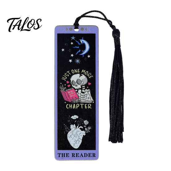 Durable Metal Bookmark Tarot Card Bookmark, Stainless Steel Skeleton Pattern Page Marker, Thin Holder Book Mark for Students Reading, Gothic Halloween