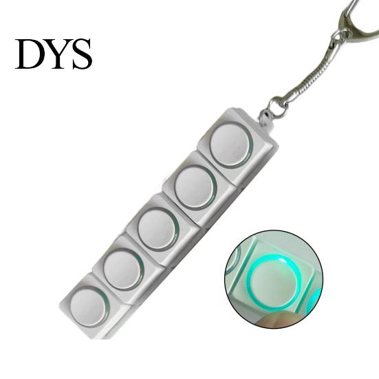 Decompression Button Toy Fidget Keyboard 1/2/3/4/5/6/9-Keys Stress Relief Finger Clicker Keychain with LED Light Portable Sensory Mechanical