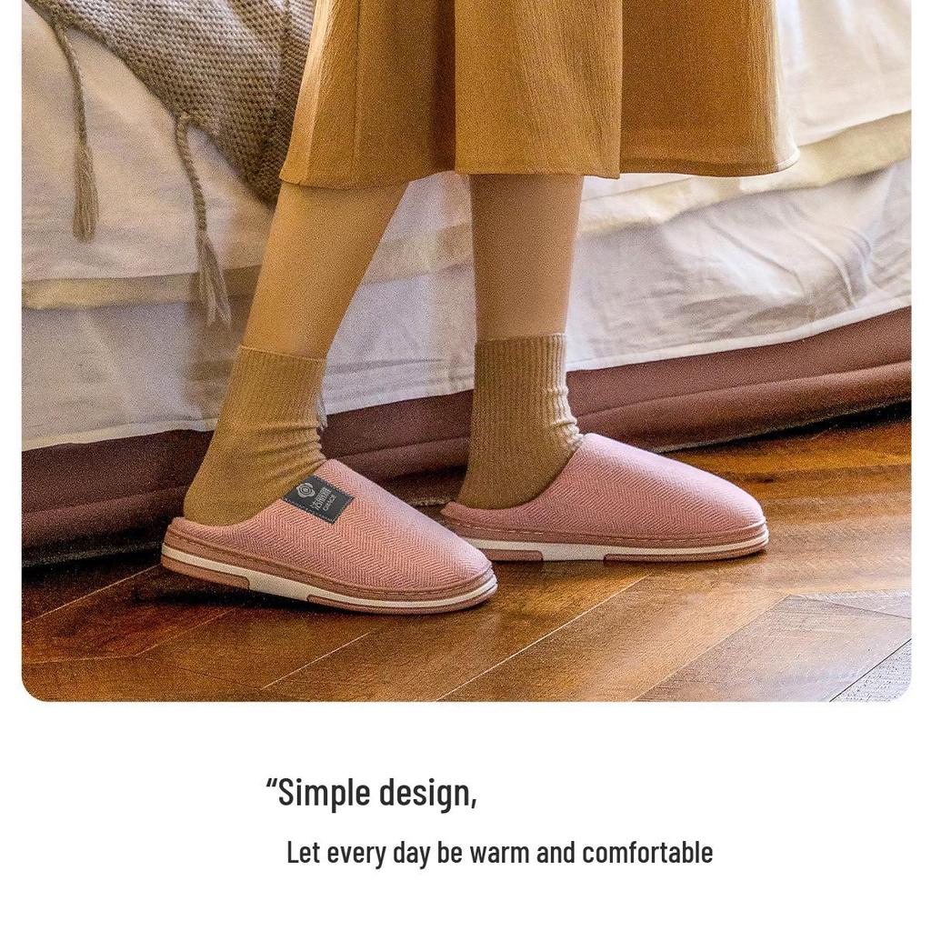 Jie Liya Women's Antibacterial Non-slip Cotton Slippers, Plus Velvet, Warm Autumn/Winter 2025