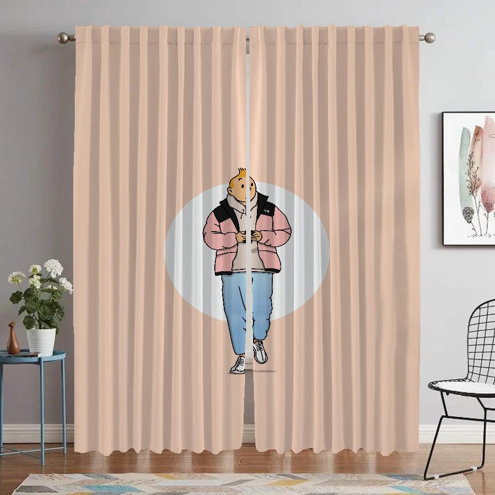 

Home Interior Curtains 2 Pieces The Adventures Of Tintin Shades Living Room Curtain Curtains for Bedroom Partition Kitchen Child W50xH70cmx2pcs-CL