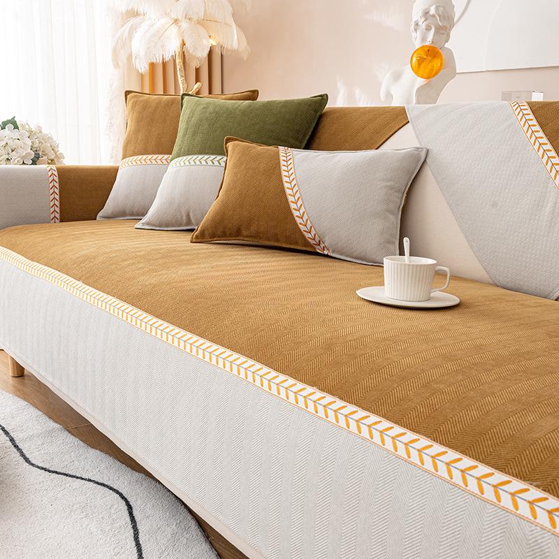 Herringbone Pattern Sofa Cushion Four Seasons Universal Non-Slip Stitching Cushion Simple Modern Sofa Cover Cover Cloth