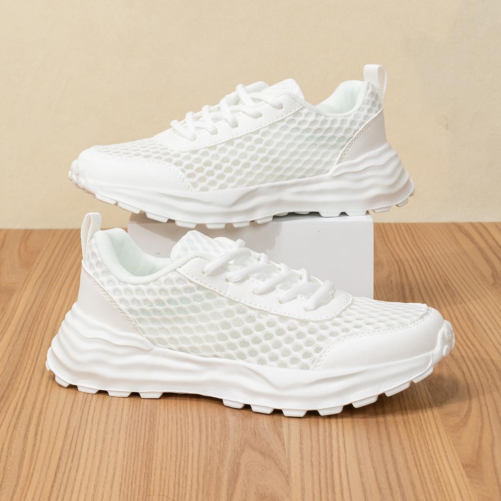 Fashion Spring and Summer Thin Hollow Breathable Mesh Casual Thick-soled Versatile Sports Dad Shoes