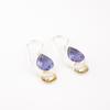 Iolite Gemstone 925 Sterling Silver Jewelry Handmade Hook Earrings 1.5" For Gift EE-162-9