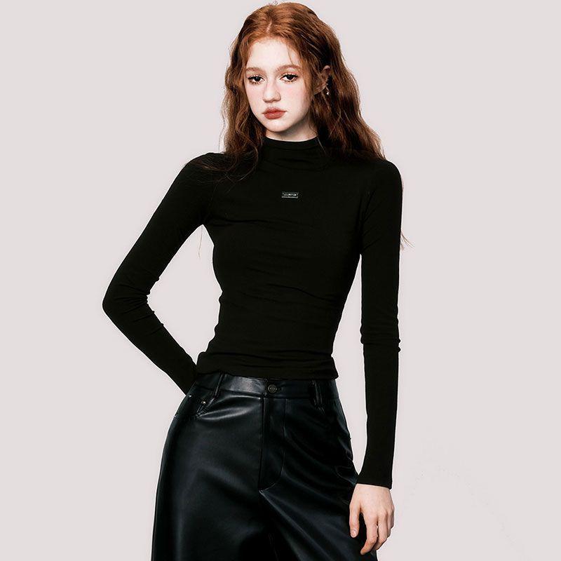 

Autumn/Winter Pure Desire Style Cropped Long-Sleeve T-shirt for Women - Slimming, Flattering, Versatile Base Layer Extra Large чорний