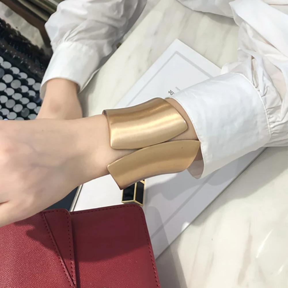 Metal Wide Open Bracelet Exaggerated Fashion Punk Bangle Chunky Heavy Bracelet  Party Jewelry