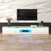 TV Cabinet, High-Gloss TV Cabinet, Color-Matched To High-Gloss White and Wood Color, with Color-Changing LED Light.