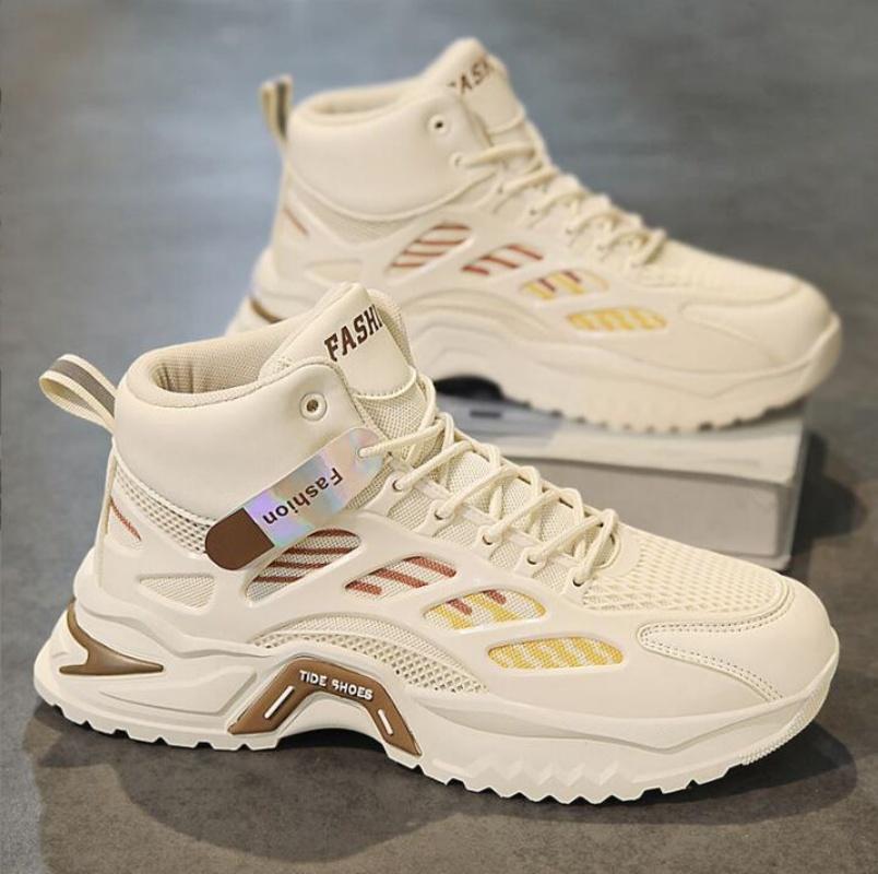 Fashion Men's High Top Sneakers Autumn Breathable Air-cushion Running Shoes Male Ankle Boots Fashion Designer Non Slip Tennis Shoes