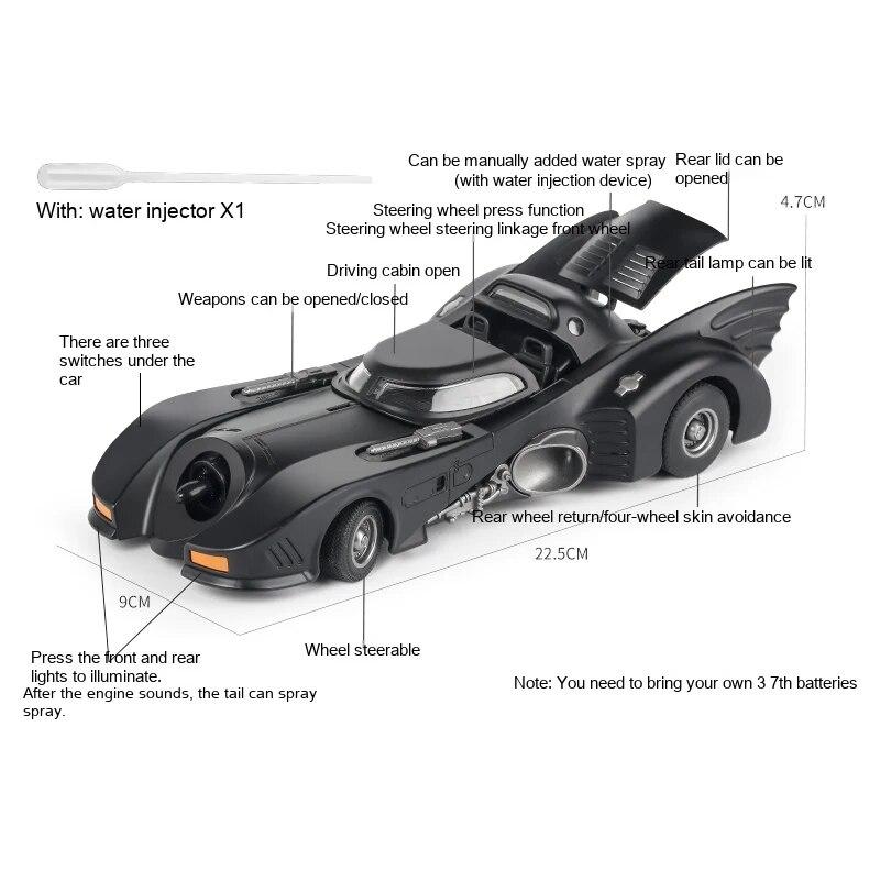 1:24 1989 Batmobil Kovový model auta s figurkou Batmana, Hračky pro děti a dospělé, Černá