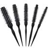 5pcs/set Black Aluminum Tube Hair Brush Comb Curly Round Hair Comb Professional Hairdresser Comb Salon Barber Styling Tool