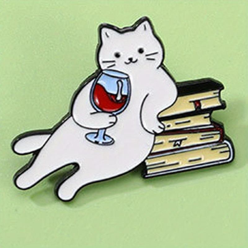 Cute Cat Red Wine Brooch Fun Backpack Accessories Casual Badge Accessories