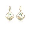 Chinese Style Vintage Jewelry Alloy Rhinestone Bridge Earrings for Women Big Hollow Geometric Drop Earrings