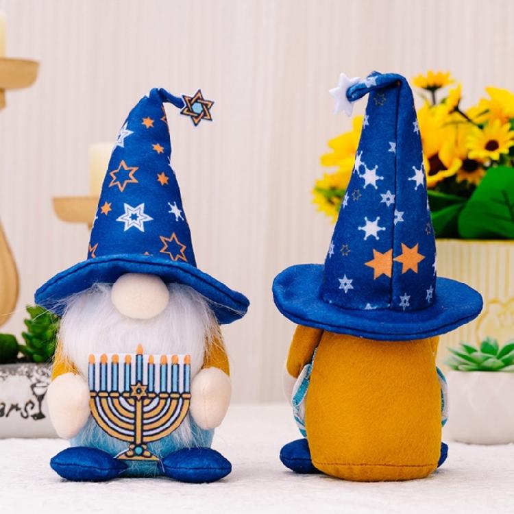 Festival Hanukkah Gnome Dolls Handmade Plush Table Decorations for Jewish Holiday Celebration Festival Shelf Display