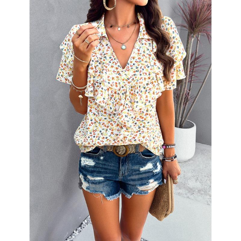 Women Elegant Summer Style Printed Short Sleeved T-shirt