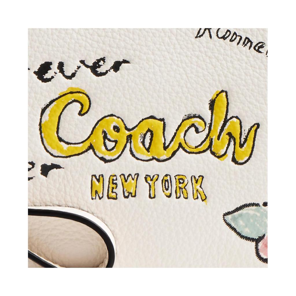 New COACH Corner Zip Pebbled Leather Wallet Small Women's Gold & Chalk Multicolor CAQ54-IMCAH