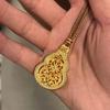 Vintager Vintage Hollow Filigree Inlaid Gemstone Gourd Pendant Necklace for Women, Openable Personal Buddha Amulet Sweater Chain