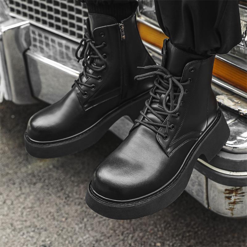 Mickey Martin boots men's British style big head high-top side zipper locomotive advanced sense versatile tooling shoes 2919-J