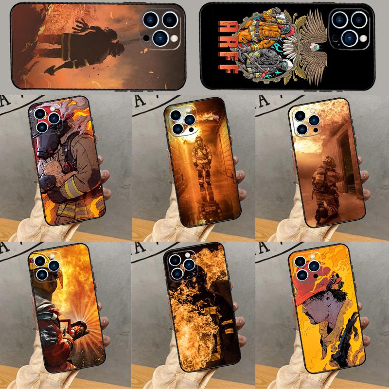 Firefighter Heroes Fireman Phone Case For iPhone 16 Pro Max 15 13 12 11 14 Pro Max Plus 12 13 Mini XR 16e Funda Cover