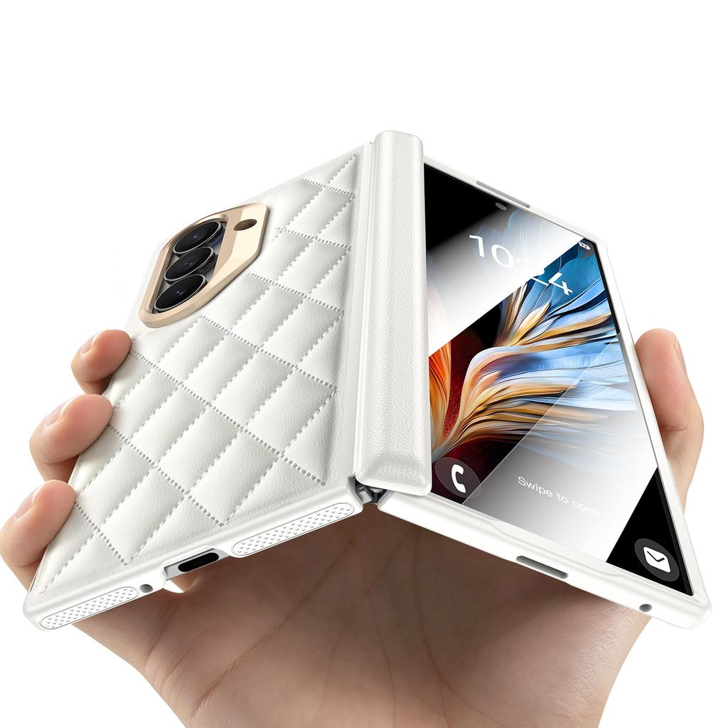 Rhombus Pattern All-inclusive Anti-drop Protective Wallet Phone Case with Glass Front Cover for Samsung Galaxy Z Fold7 W26