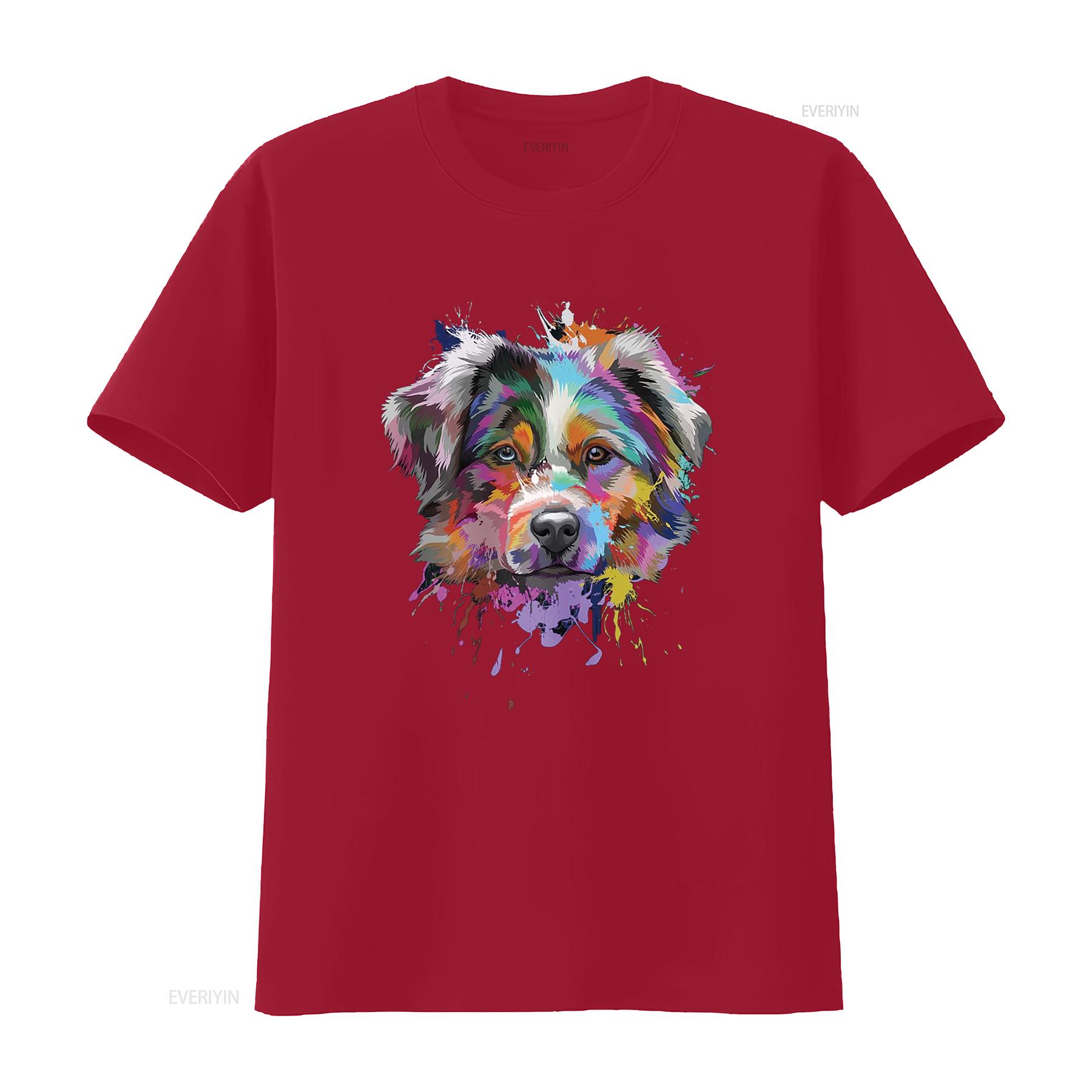 Splash Art Australian Shepherd T Shirt Aussie Lover s vintage Washed homme designer clothes Top For Everyday Wear Casual Soft S