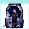 Dětský batoh Wednesday Addams s velkou kapacitou a geometrickým potiskem pro školu a každodenní použití