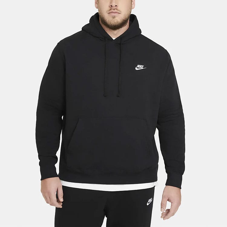 Nike Sportswear Club Fleece Brushed Thermal Pullover Fleece Lined Hooded Sportswear Sweatshirt Winter Men's Black BV2655-010