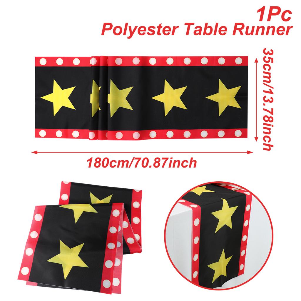 Black Red With Gold Star Movie Night Table Runner Movie Theme Design Movie Night Party Decoration for Movie Night Party Decor