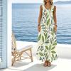 Summer Sleeveless Maxi Dress,Fresh Botanical Print,Lightweight,Breathable Comfortable Perfect for Beach,Daily Wear Travel Photos