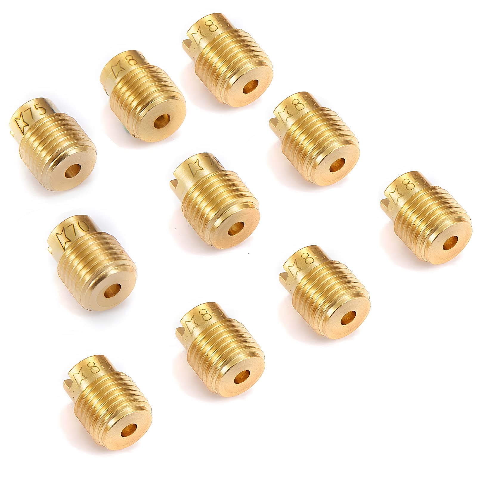 

Pronese Main Jet Set Full Threaded Large Type #70 to #100 for Keihin FCR Carburetor Setting, Set of 10 Sizes Set of 10 Pilot Jet