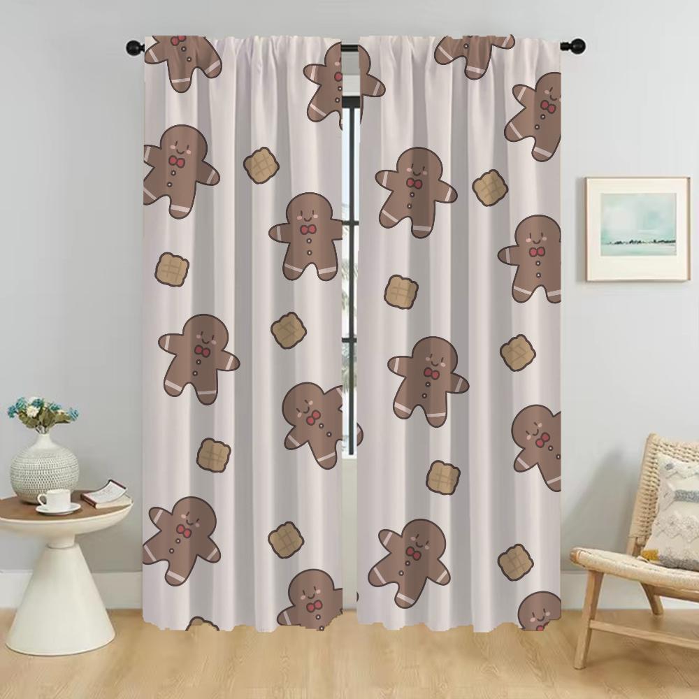 Christmas Kitchen Curtains for Camera Anti-mosquito Curtains 2 Pieces Halloween Decoration Partition Tulle for Bedroom Curtain