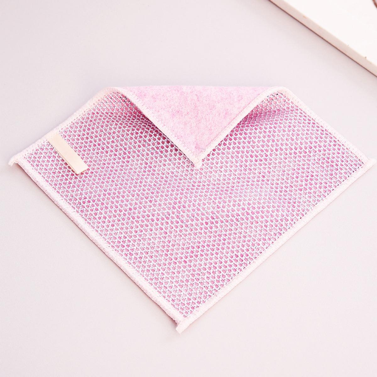 

Двосторонній, Срібна дротяна тканина, Серветка для чищення, Не пошкоджує посуд, Кухонна серветка, Побутовий, Жировідштовхувальний, Знежирювальний, Губка для чищення 5PCS рожевий