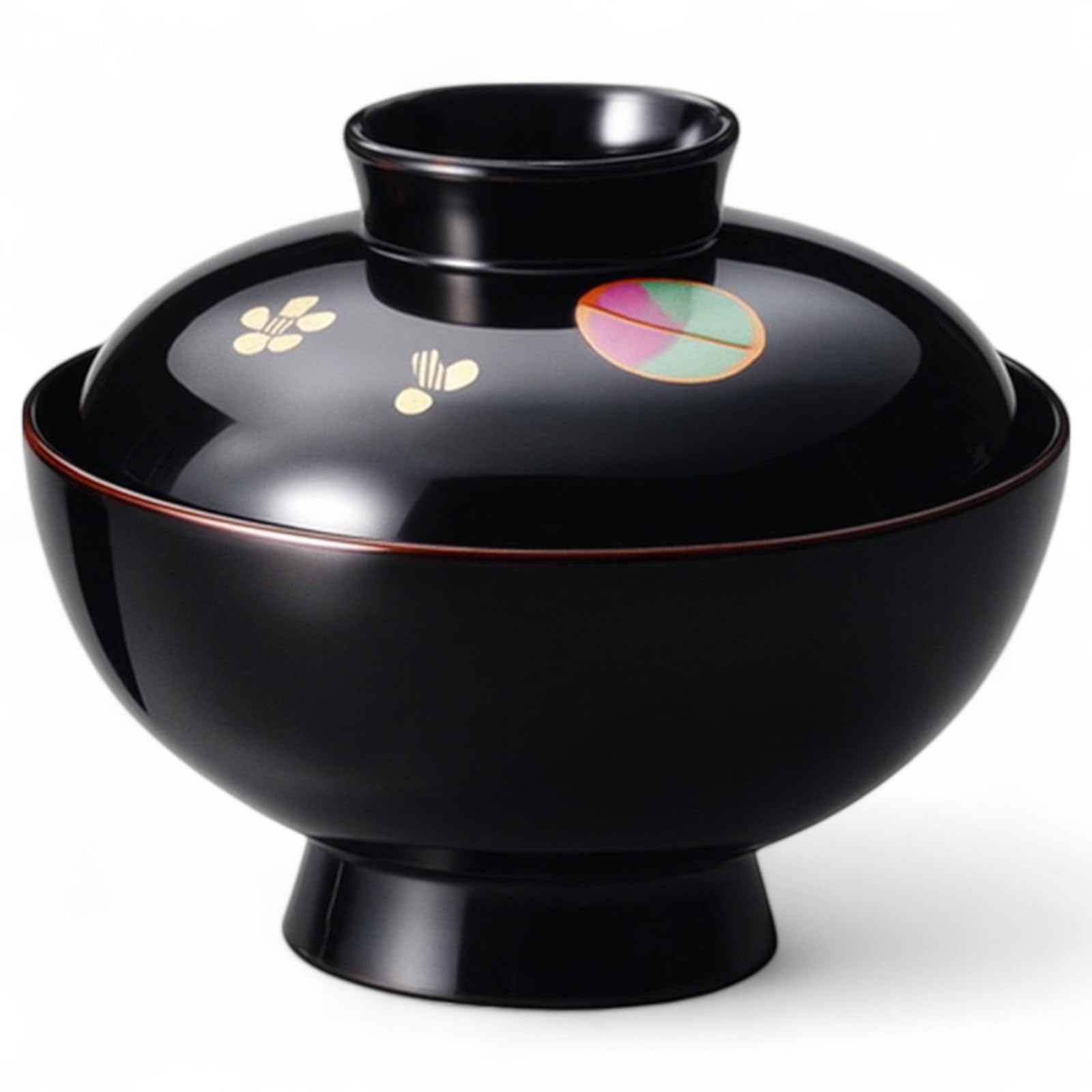 

Set of 5 Lacquerware Made in J-kitchens Bowls, Hand-Painted, Japan, PID-526660