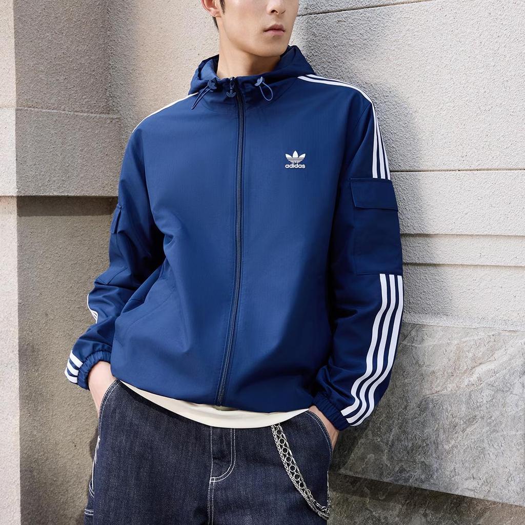 adidas Originals Men's Classic Hooded Windbreaker Jacket Navy KV8850
