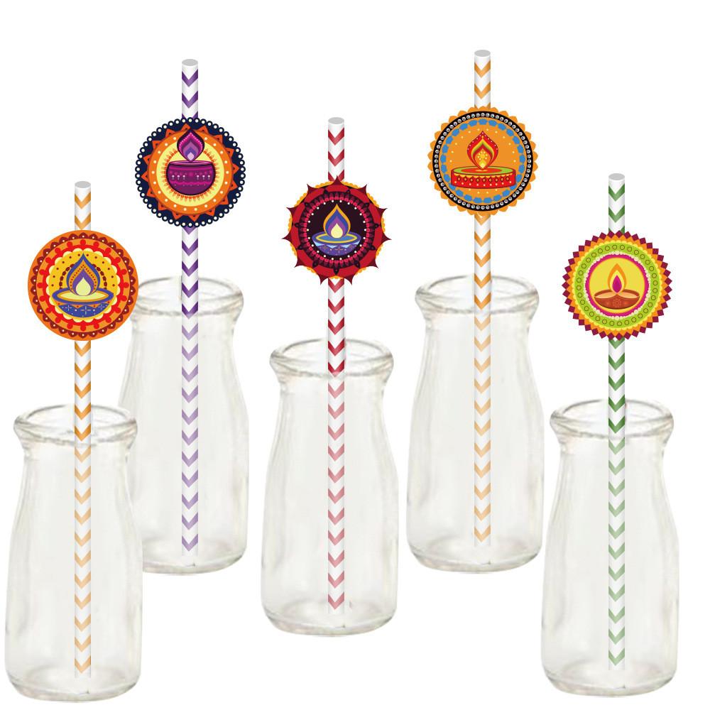 Disposable Party Diwali Paper Straw For Festive Table Setting And Decor Event