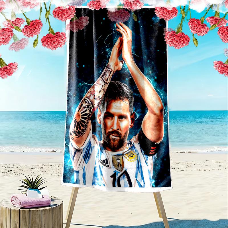 Football Star Messi Beach Towel, Durable and Easy to Clean, Soft and Vibrant Beach Towel Perfect for Travel