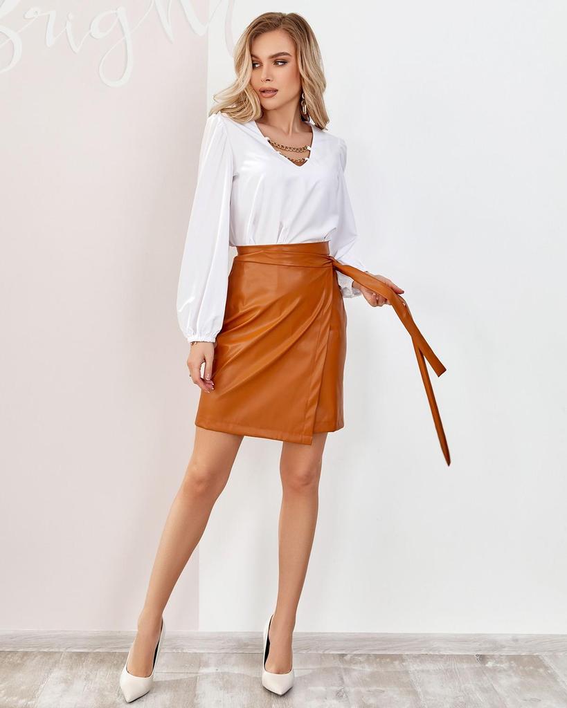 Kožená zavinovací sukně Issa Plus