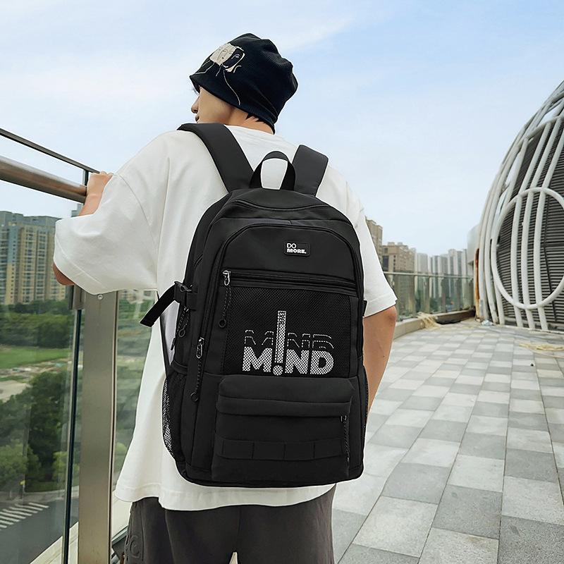 New Schoolbag Men's American Retro Tooling Wind Large Capacity Trend Backpack Strong and Durable Junior High School Backpack