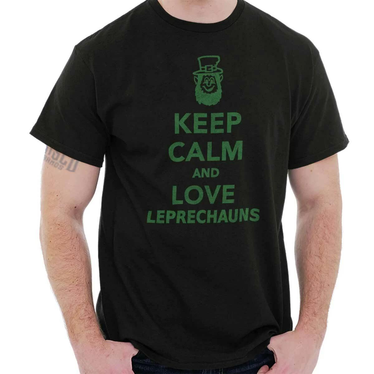 Keep Calm Love Leprechaun St Patrick s Day Womens or Mens Crewneck T Shirt Tee XXL