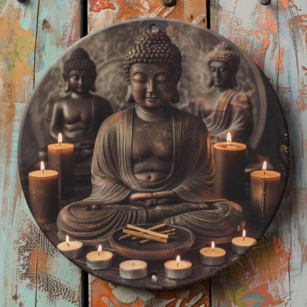 Arte de Pared de Metal de Buda con Velas Incienso Decoración del Hogar Regalo