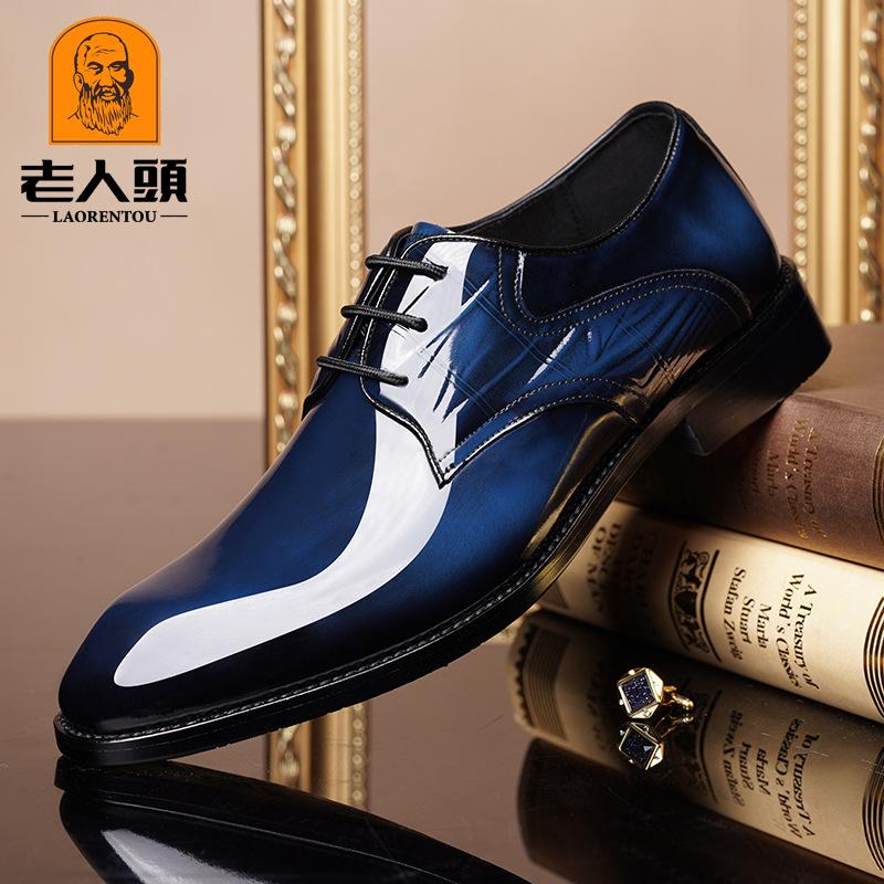 

Туфли из кожи с головой старика мужские новые британские из коровьей кожи удобные для работы мужские туфли жених свадьба классические деловые 9802 45 синий