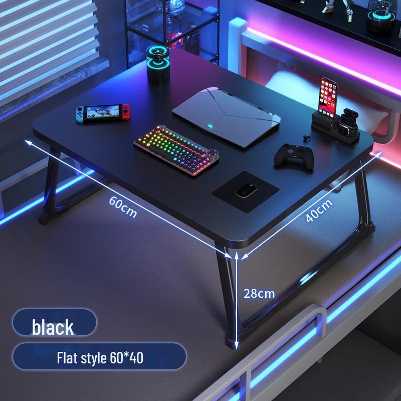 Compact Foldable Bedside Laptop Desk for Dorms - E-Sports Style Carbon Fiber Study Table