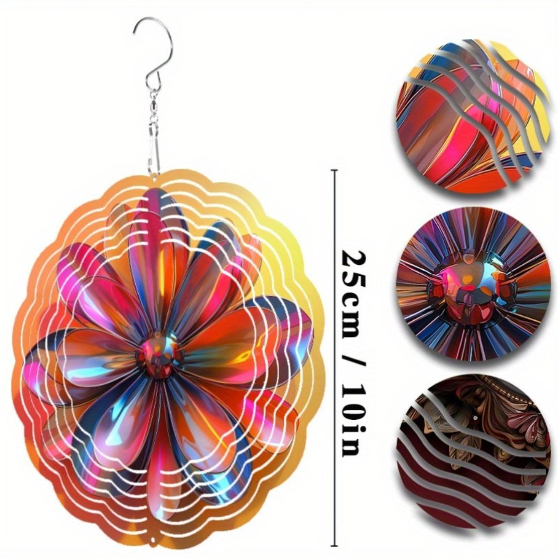 

Металлический ветряной спиннер 10 дюймов, уличный декор для сада, вращающийся на 360 градусов крюк, элегантное искусство для газона, не требует электричества, подарок для семьи 01A