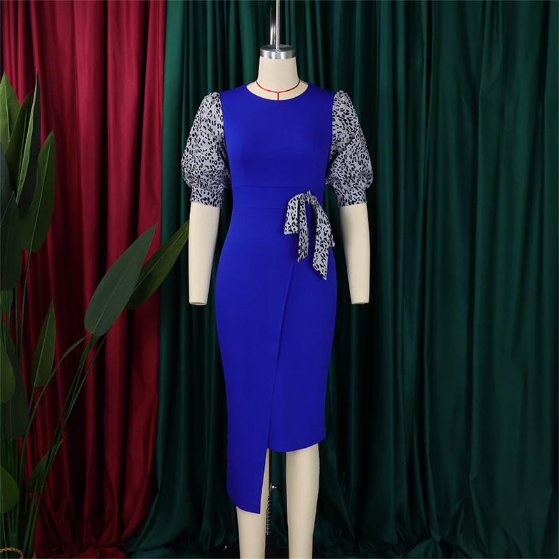 Rozcięcie Ubrania Lato Damska Sukienka Ołówkowa Moda Temperament Drukowany Patchwork