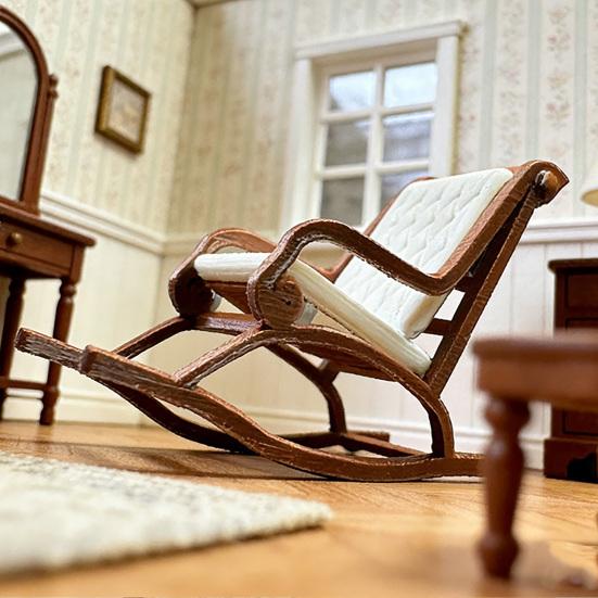 Dollhouse Miniature Rocking Chair, 1:12 Scale Exquisite Details, Lightweight Tiny Mini House Decoration, for Photo Props Micro Landscape