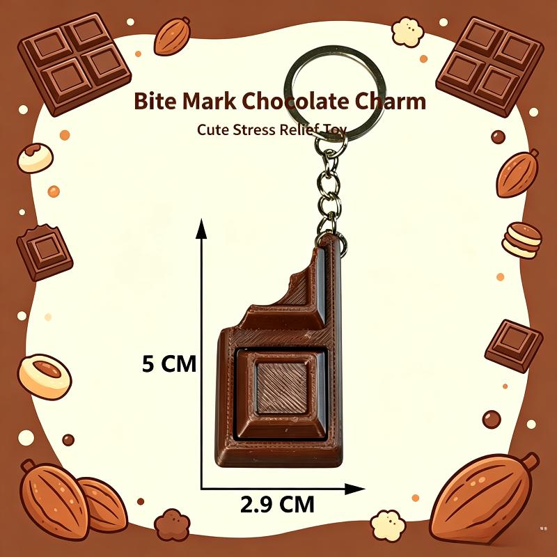 3D Chocolate Keyboard Fidget Keychain Fun Finger Clicker Stress Relief Sensory Toy for Long Trip Use